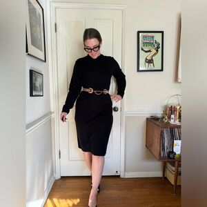 80s Vintage RK Originals Black Knit Long Sleeve Dress